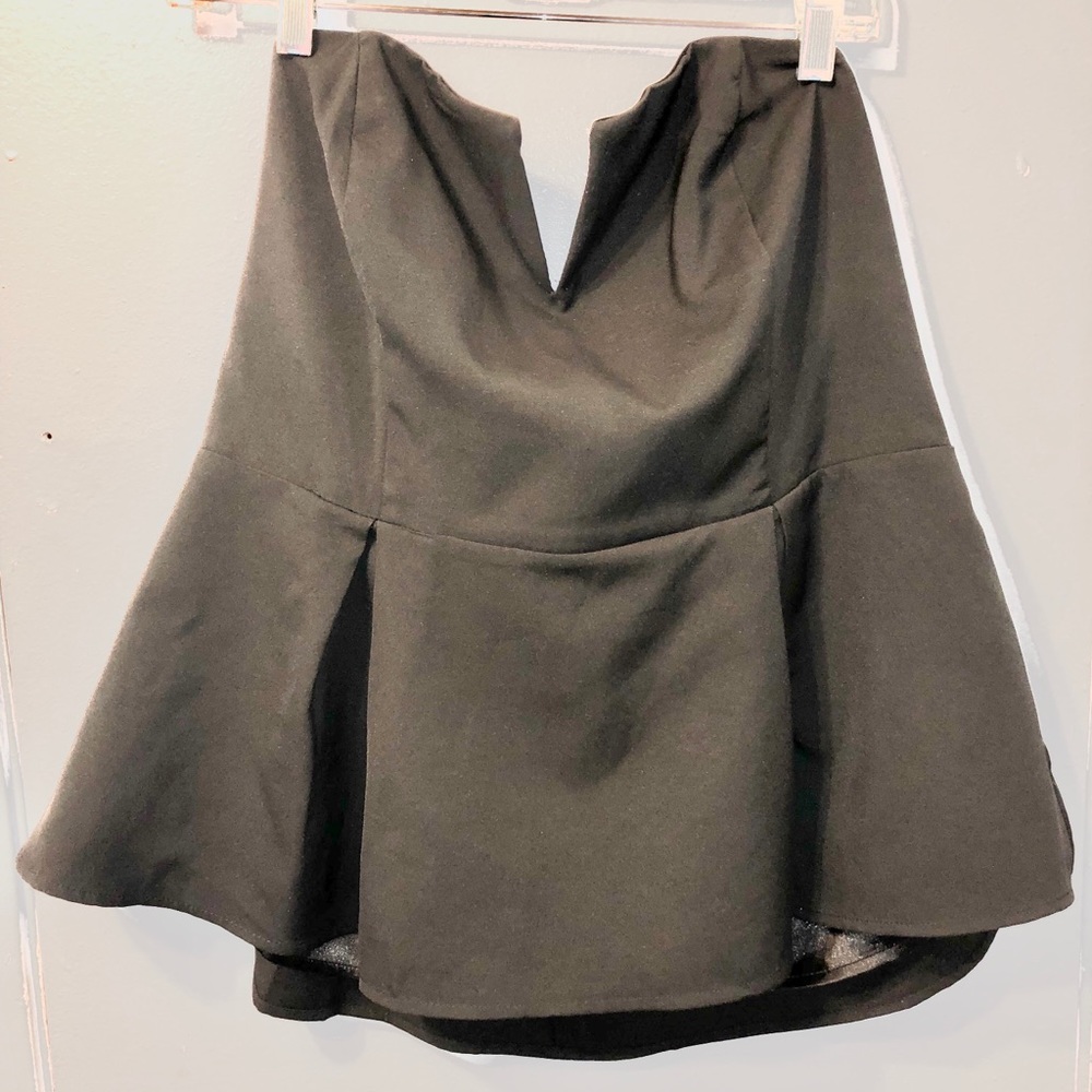 City Chic Strapless Deep V Peplum Corset Top